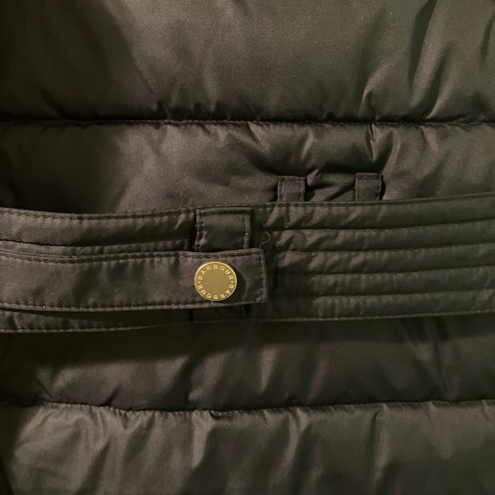 Barbour Black Hooded Tie Waist Coat - Picture 6 of 9
